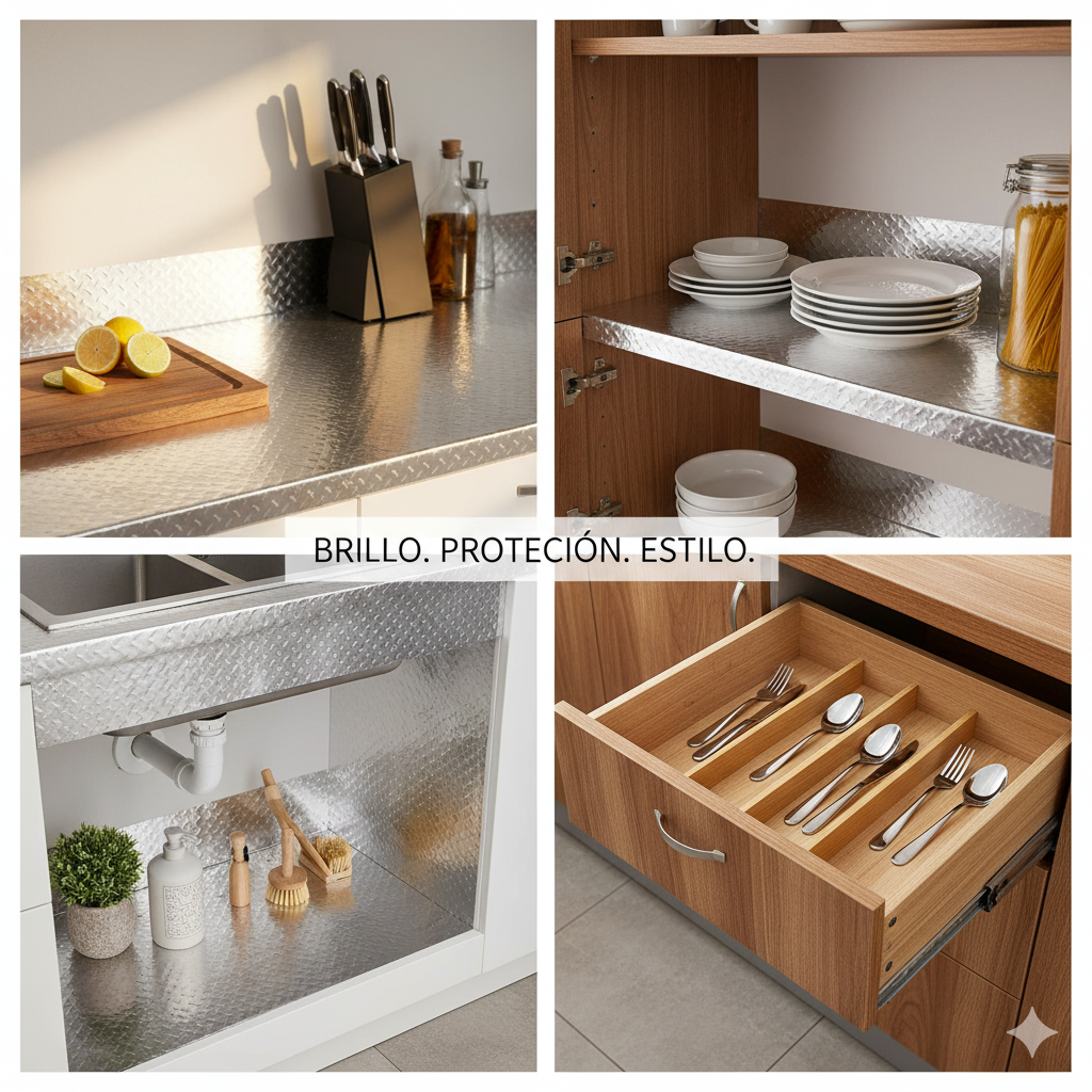 Papel Aluminio Adhesivo para Cocina y Baño