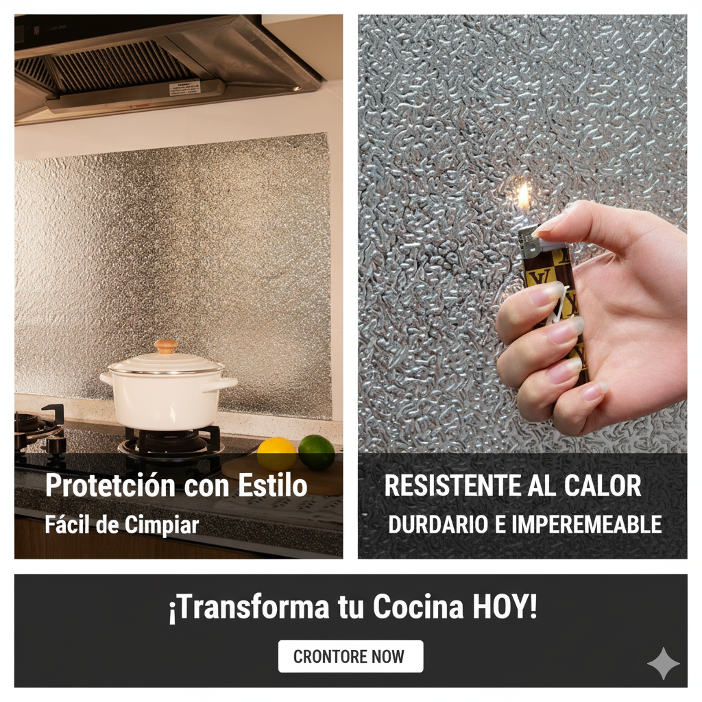 Papel Aluminio Adhesivo para Cocina y Baño