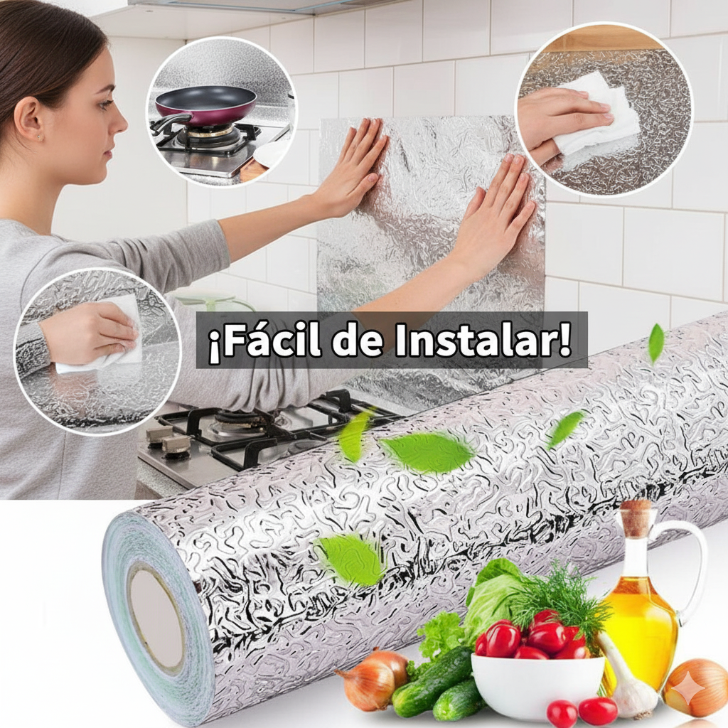 Papel Aluminio Adhesivo para Cocina y Baño